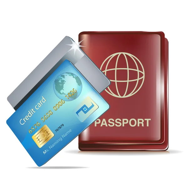Значок паспорта и кредитные карты — стоковый вектор