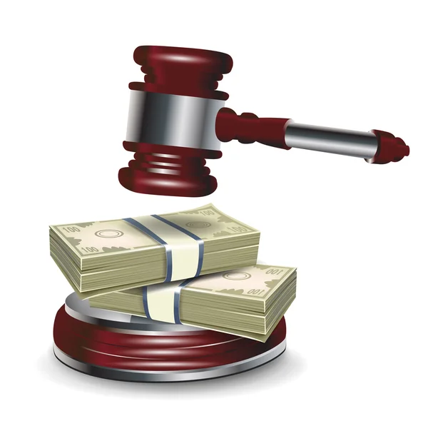 Judge gavel and money — Stock Vector