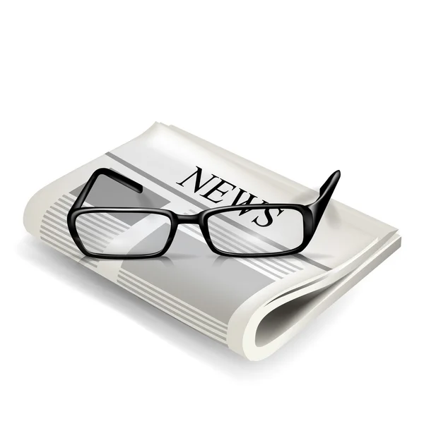 Γυαλιά ανάγνωσης και εφημερίδα — Διανυσματικό Αρχείο