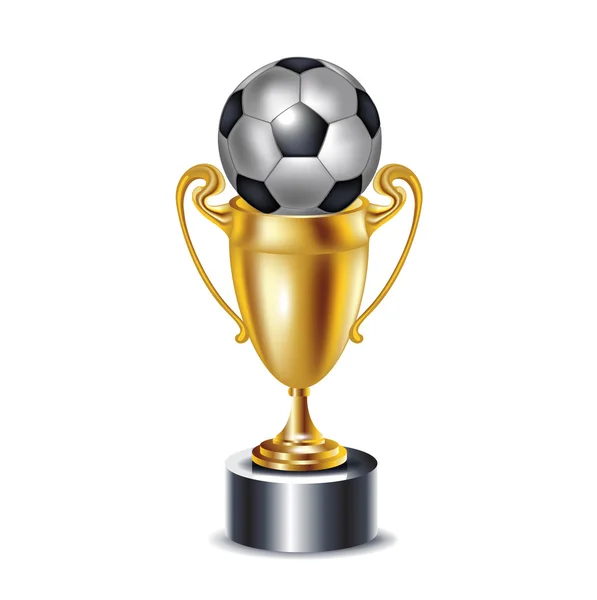 Golden trophy and soccer ball — Stock Vector