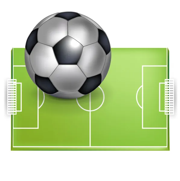 Campo de fútbol y pelota de fútbol / fútbol — Vector de stock