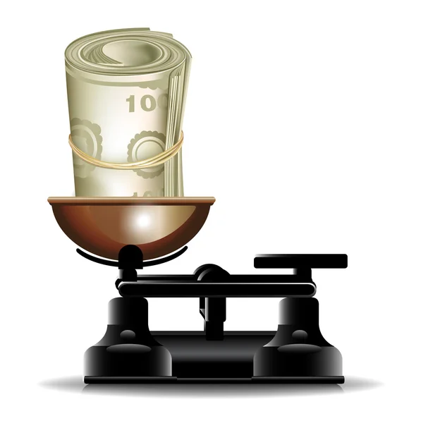Rouleau d'argent et balances — Image vectorielle