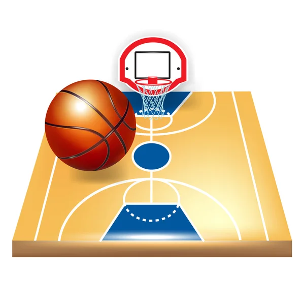 Campo da basket e palla — Vettoriale Stock