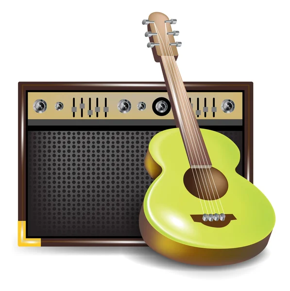 Guitarra acústica y amplificador o guid — Archivo Imágenes Vectoriales