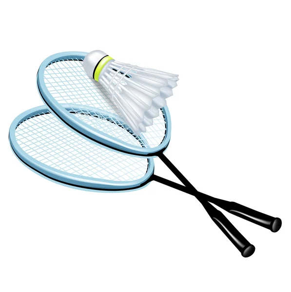 Due racchette e volano badminton — Vettoriale Stock