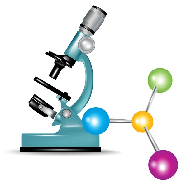 Μικροσκόπιο και αφηρημένο μόρια — Διανυσματικό Αρχείο