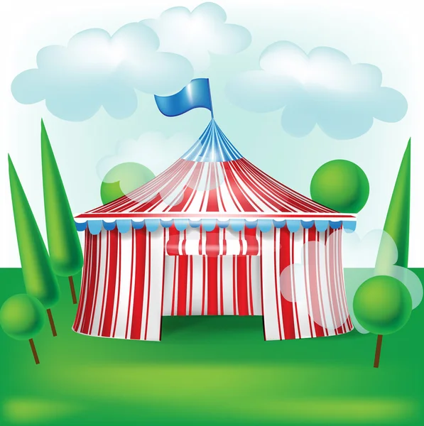 Цирковая палатка на фоне травы — стоковый вектор