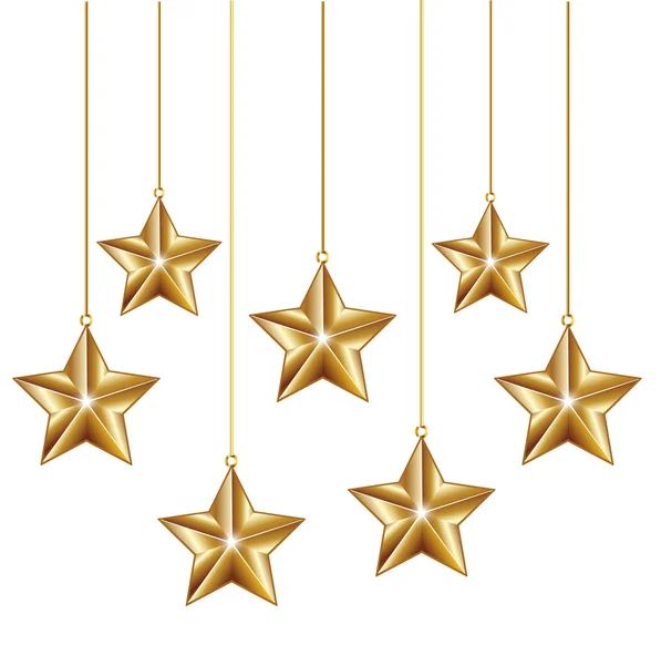 Golden decoration stars — Stock Vector