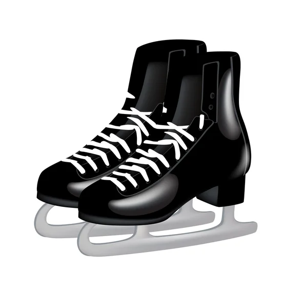 双白底黑色的冰溜冰鞋 — 图库矢量图片