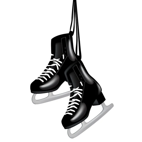 Pair of black ice skates on white — Stock Vector