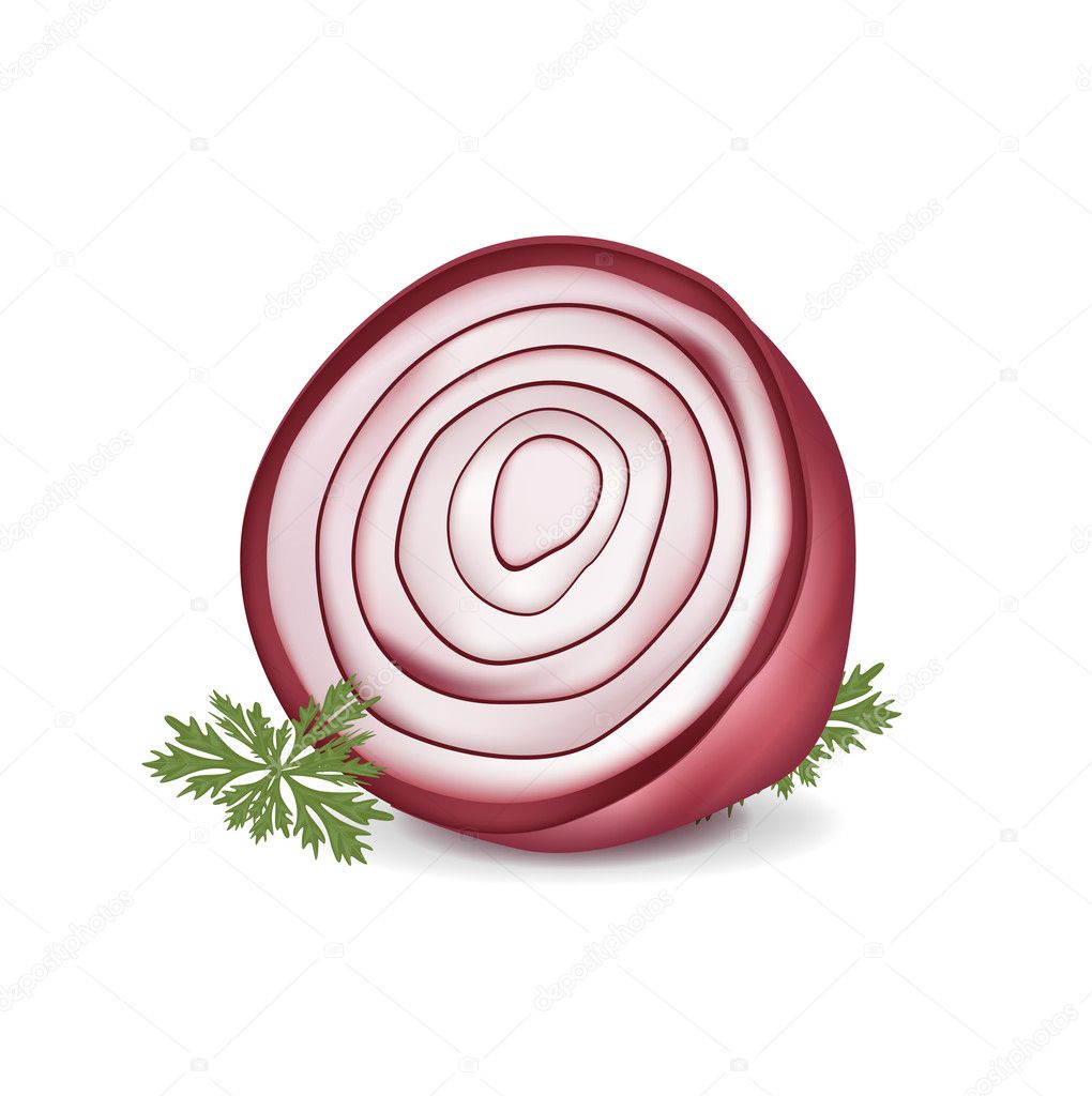 Cut in half red onion