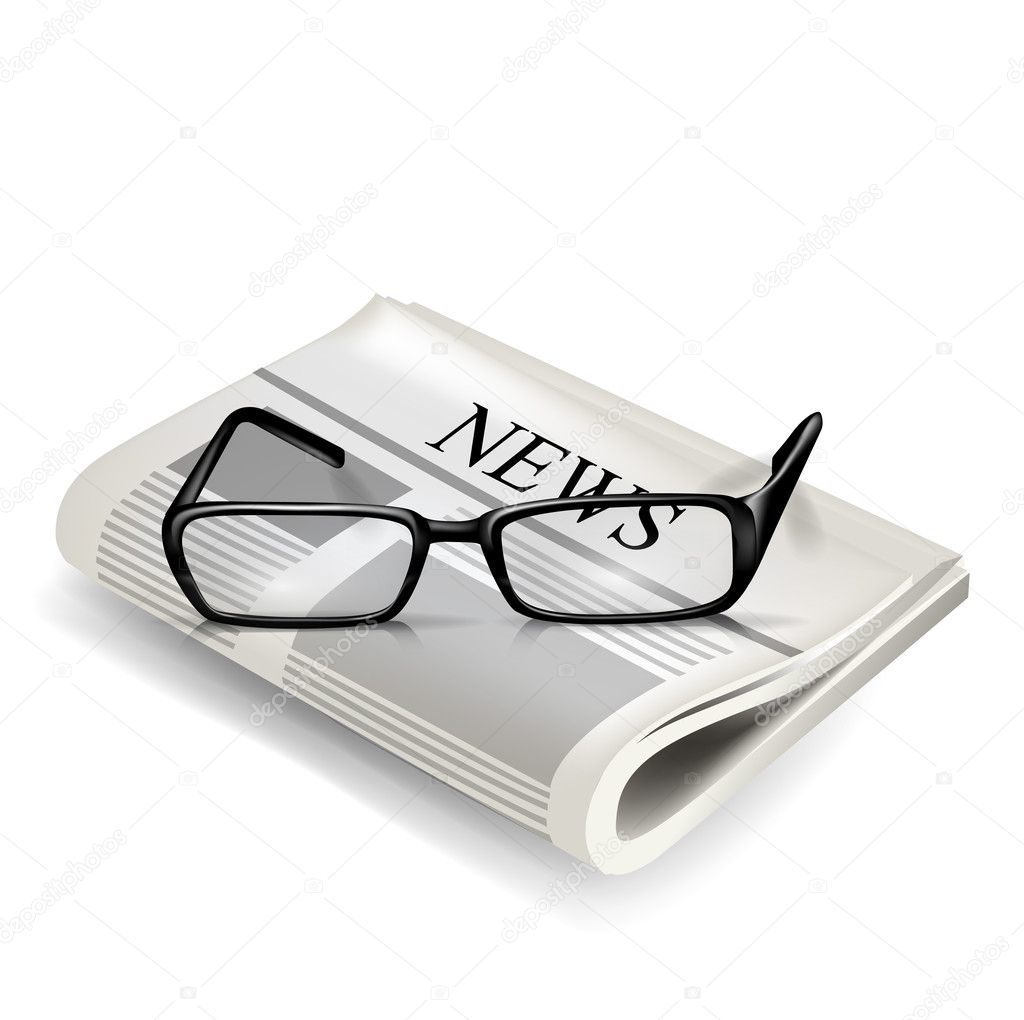 Reading glasses and newspaper