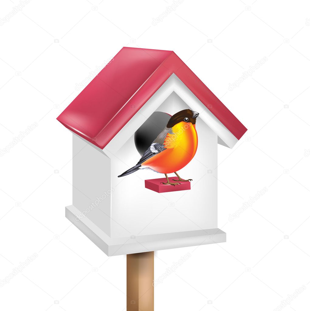 Birdhouse with bird