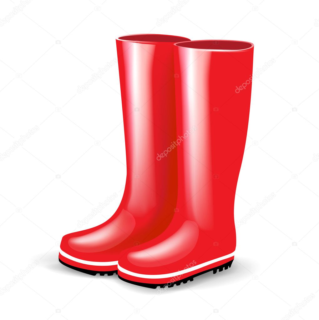 Single pair of red rubber boots