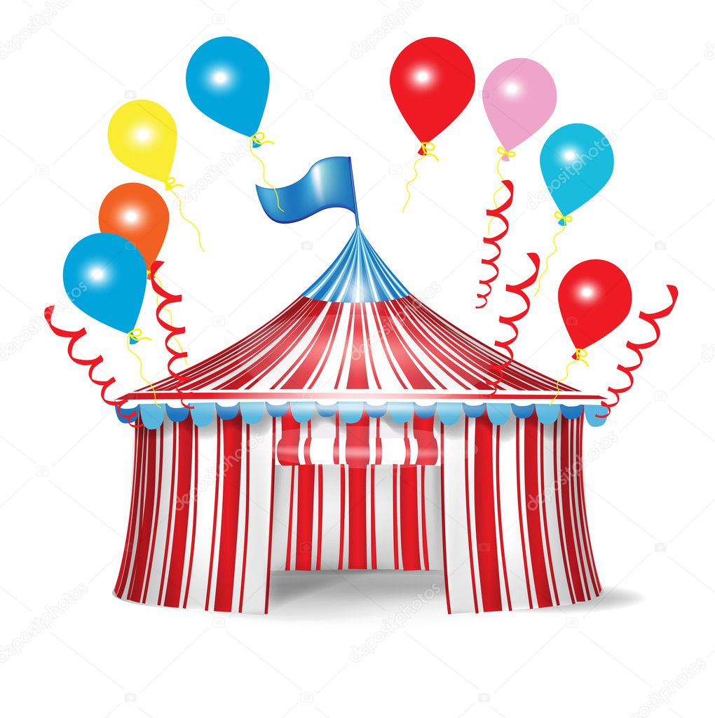 Circus tent with celebration balloons