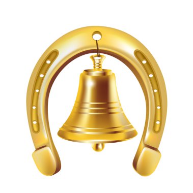 Lucky horseshoe and golden bell clipart