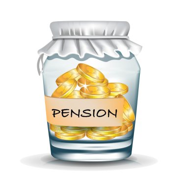 Jar with coins; pension savings concept clipart