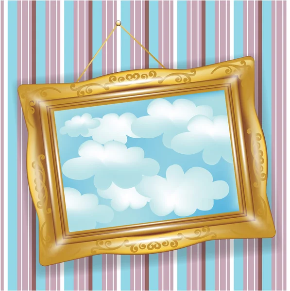 雲とレトロなゴールデン フレーム — ストック写真