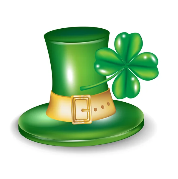 St patrick hat with four leaf clover — Stock Photo, Image