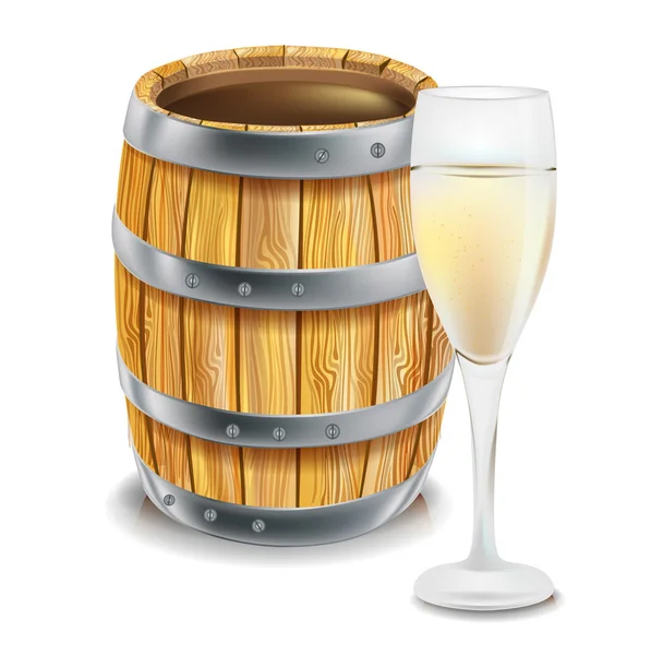 Ahşap barre; ve şarap cam — Stok fotoğraf