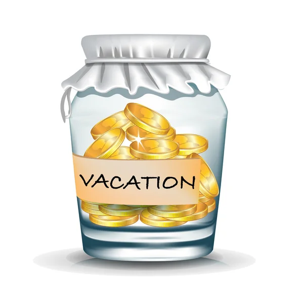 Vaso con monete; concetto di risparmio vacanza — Foto Stock