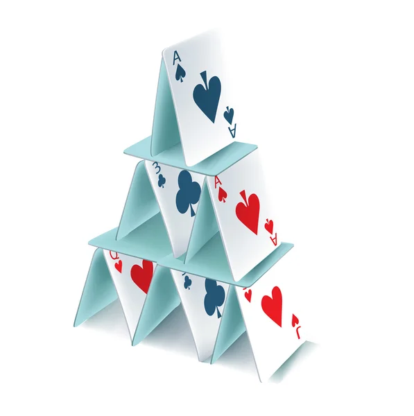Playing cards pyramid isolated — Stock Photo, Image