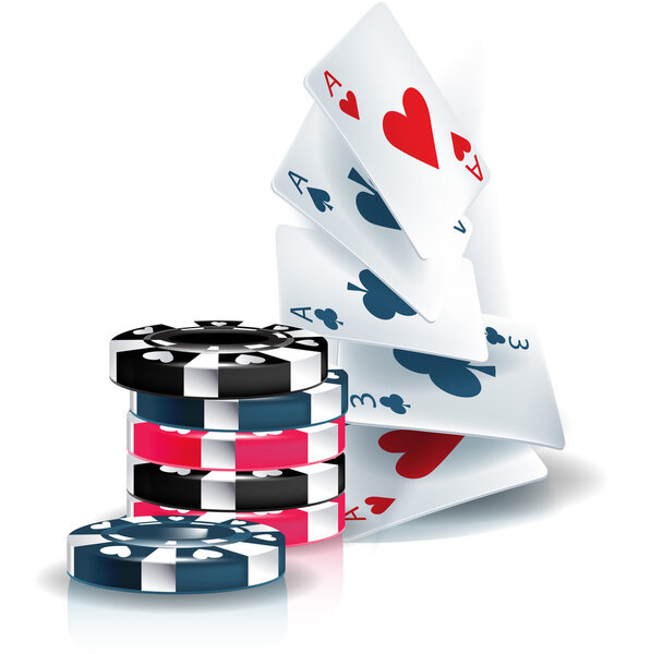 Poker chips and playing cards