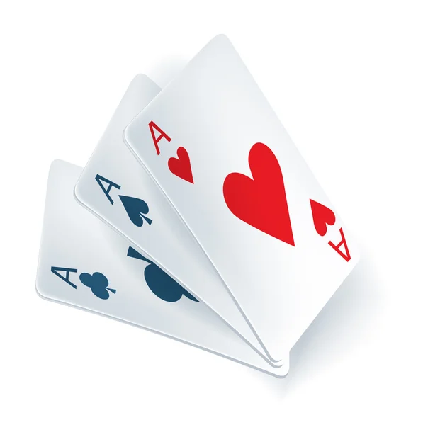 Tři esa v hrací karty — Stock fotografie