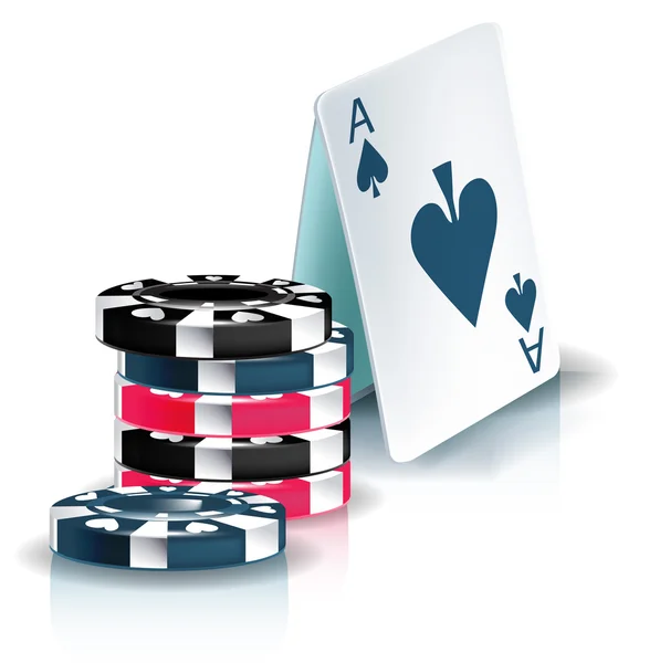 Покерні чіпи та піраміда гральних карт — стокове фото