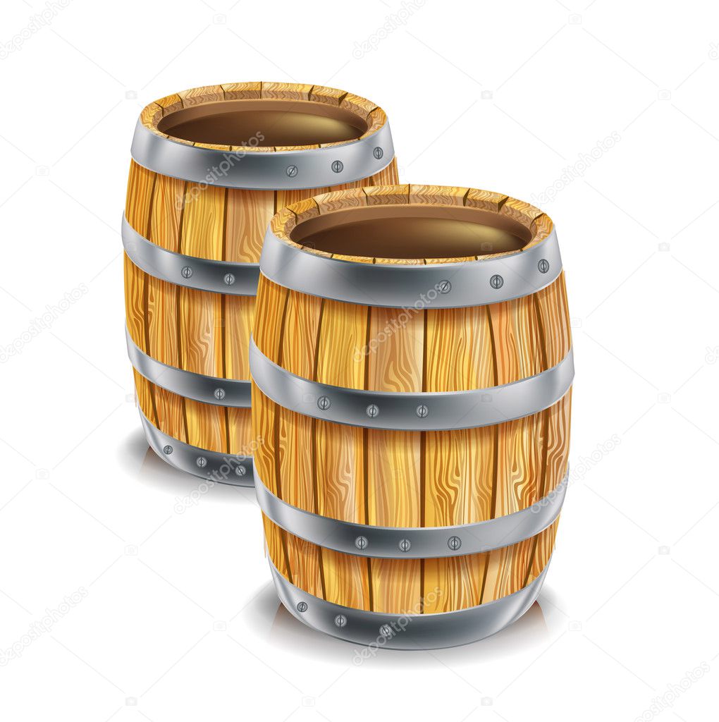Two wooden barrels