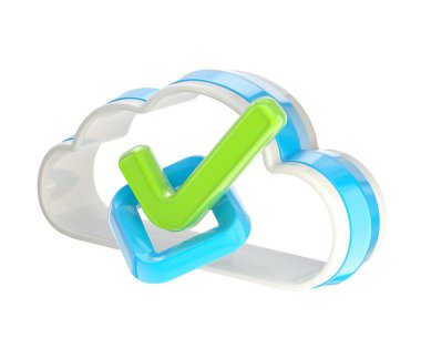 Yes tick inside cloud technology icon clipart