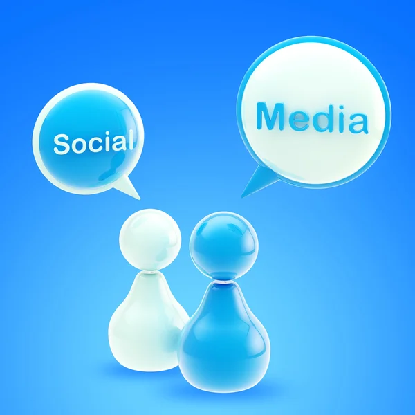 Sociale media blauw glanzende embleem — Stockfoto
