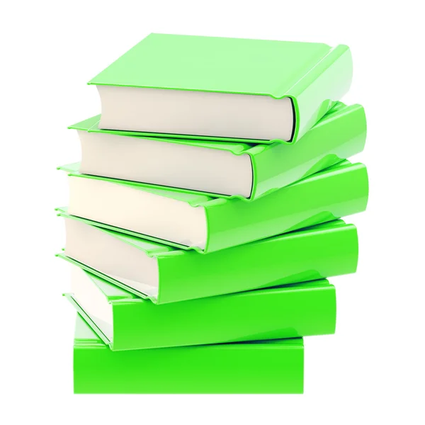 Stack av gröna glänsande böcker isolerade — Stockfoto