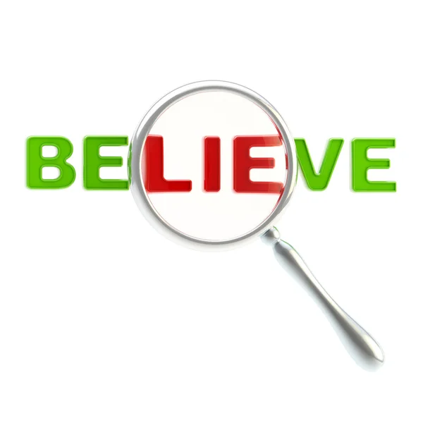 Mentir como parte de la palabra "creer " — Foto de Stock