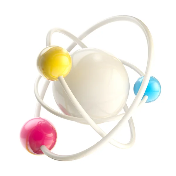 Изолированная эмблема науки об атоме — стоковое фото
