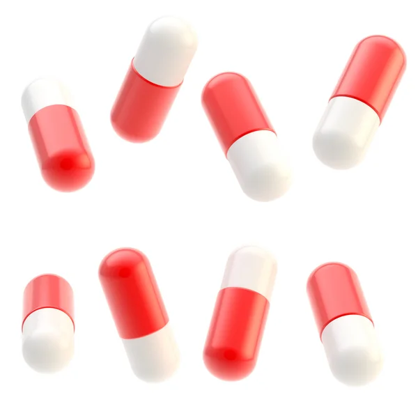 Pillole medicinali isolate su bianco — Foto Stock