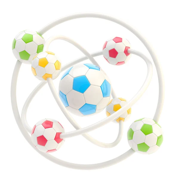 Футбольная молекула из мячей — стоковое фото