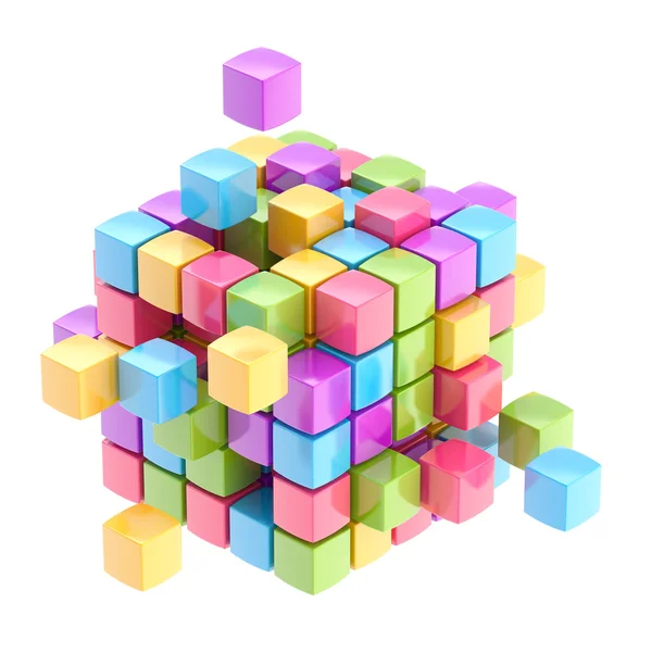 カラフルな立方体の抽象的な背景 — ストック写真