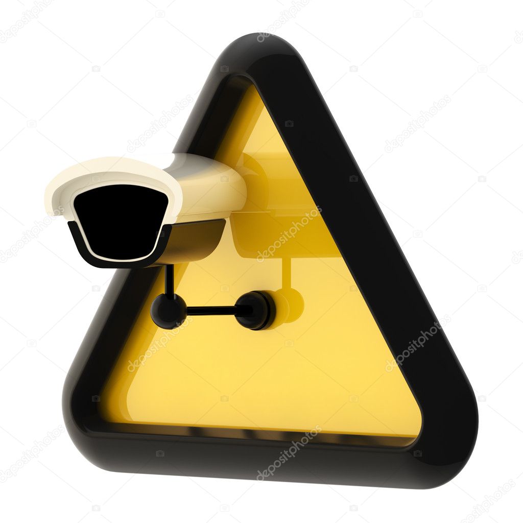 Camera cctv alert sign isolated