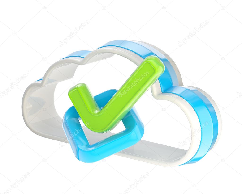Yes tick inside cloud technology icon