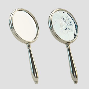 Magnifying broken glass isolated on gray clipart