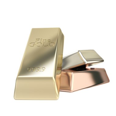 Gold, silver, bronze group of bars clipart