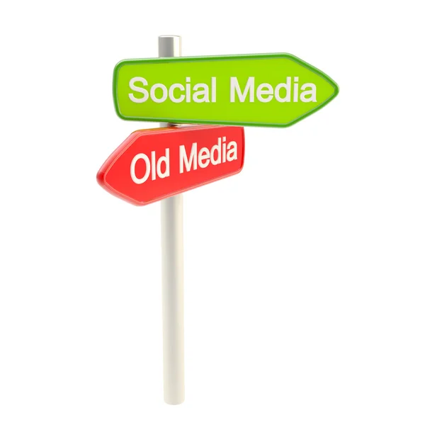 Sociální média versus stará metafora Vytvoření média — Stock fotografie