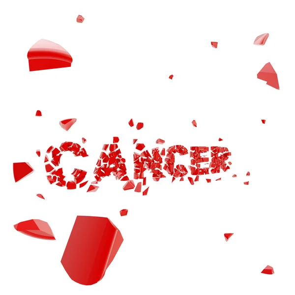 Superar o câncer, palavra quebrada em pedaços — Fotografia de Stock