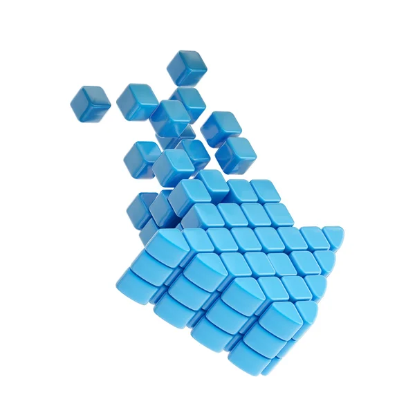 Технология куба стрелка синий пластик значок — стоковое фото