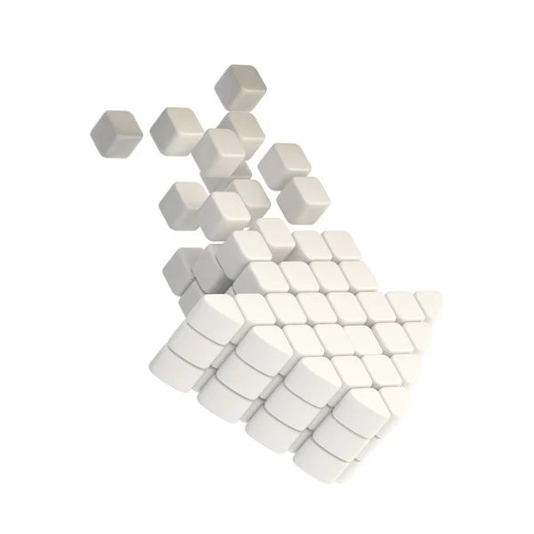 Tecnologia cubo seta ícone de plástico branco — Fotografia de Stock