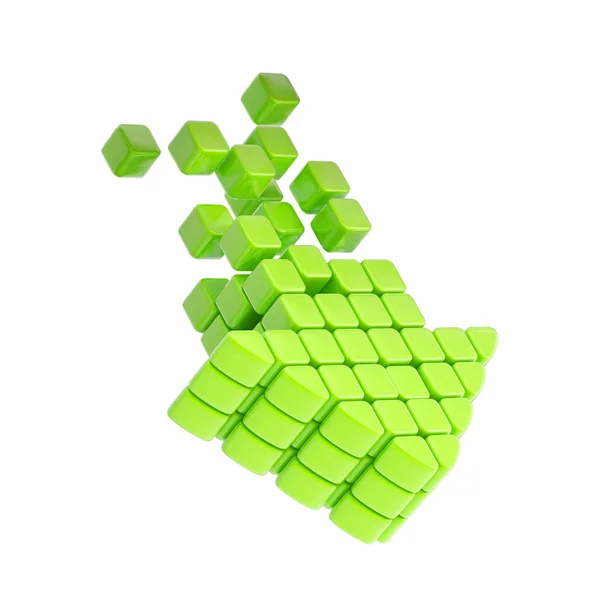 Technologie kostka zelená plastová šipkou — Stock fotografie