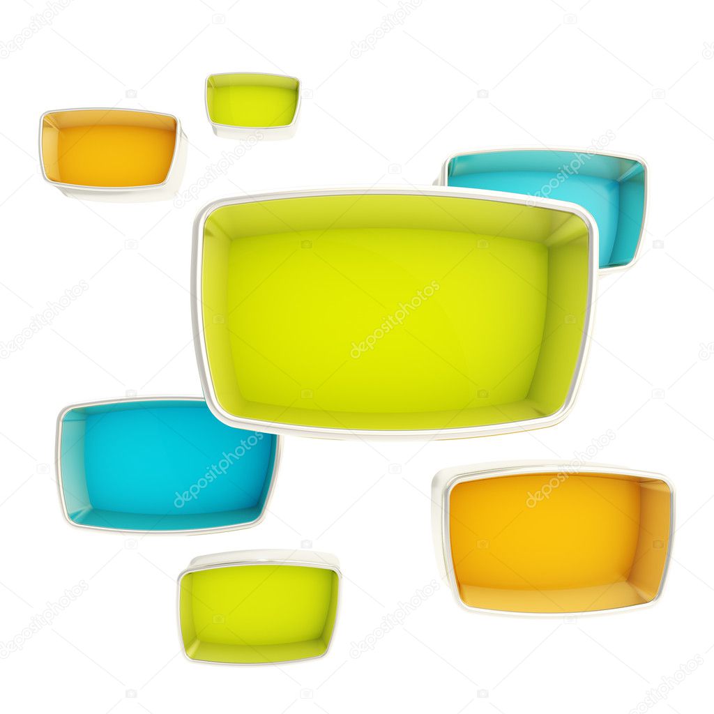 Showcase bright boxes colorful and glossy