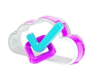 Yes tick inside cloud technology icon clipart