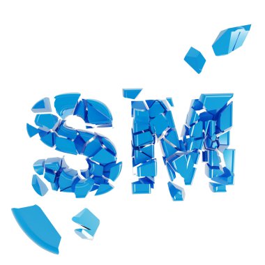 Broken SM metaphor, smashed word explosion clipart